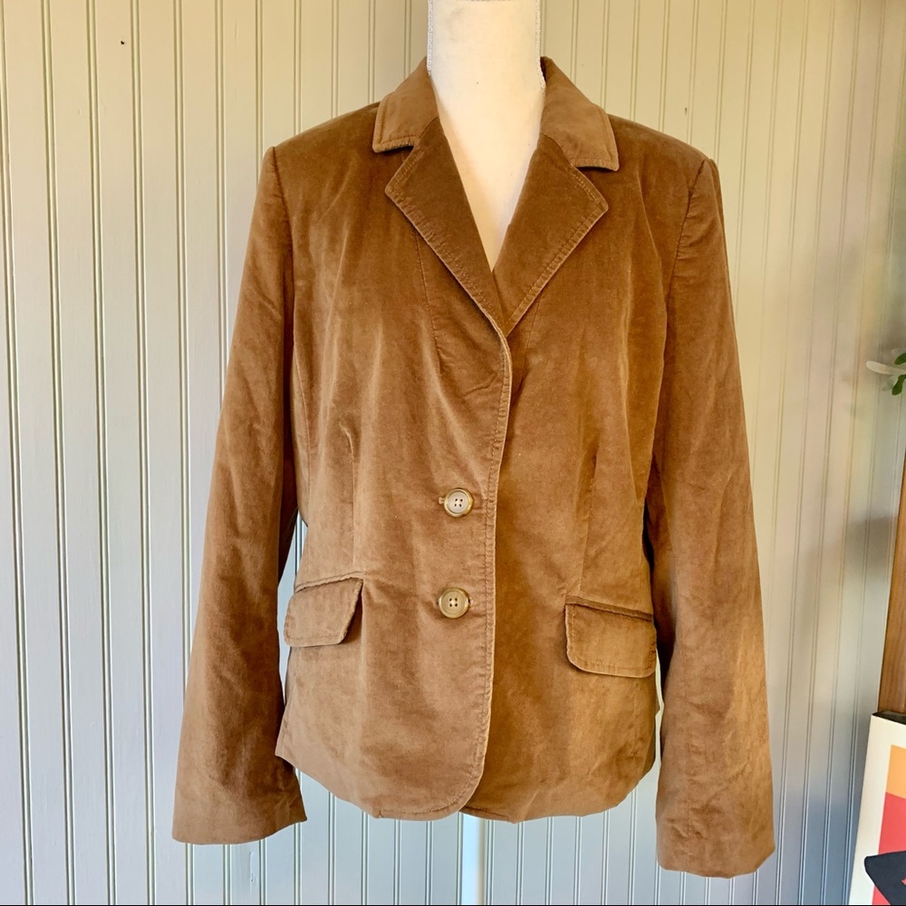 Gap New Brown Velvet Bow Back Structured Blazer Jacket